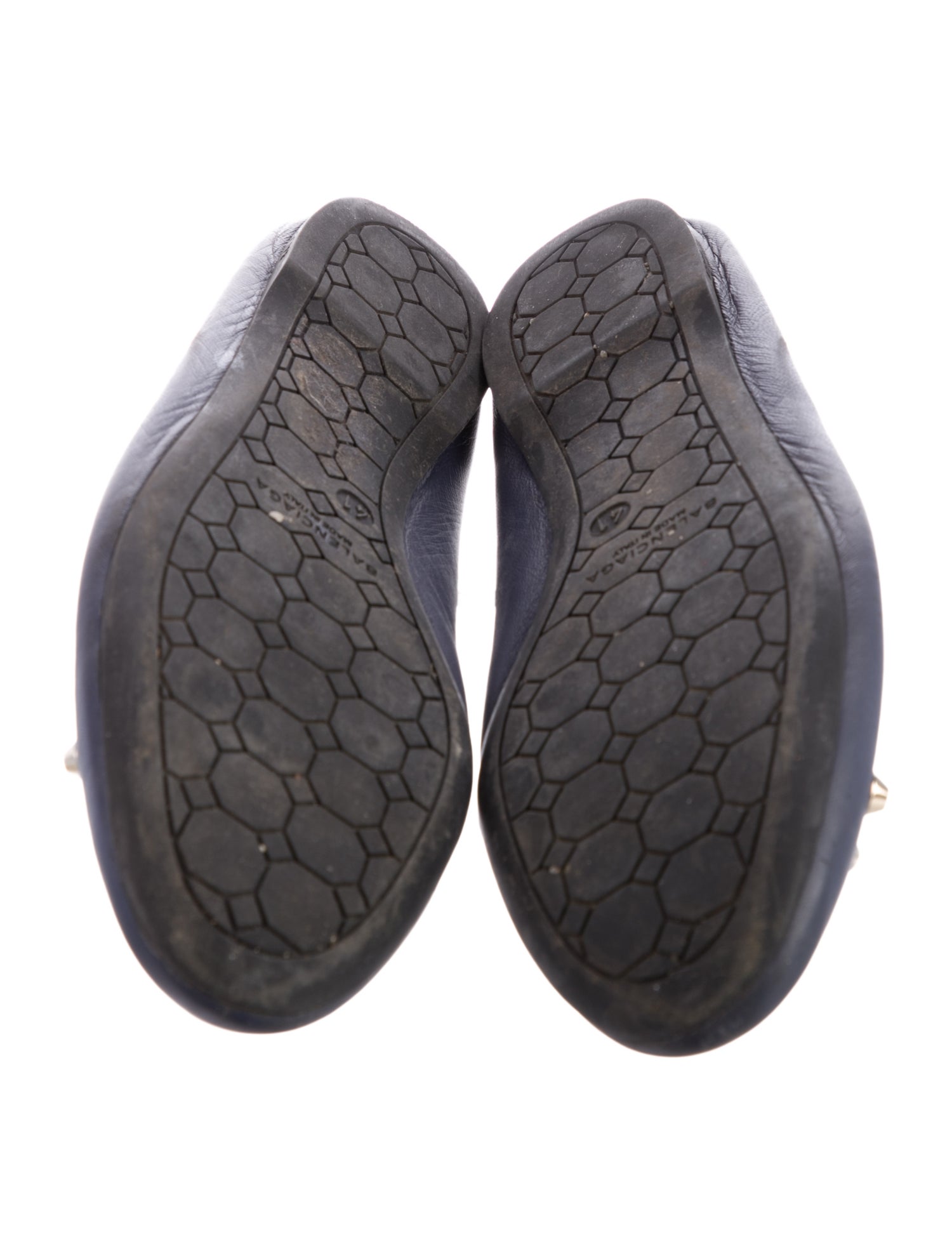 Balenciaga Leather Studded Accents Ballet Flats